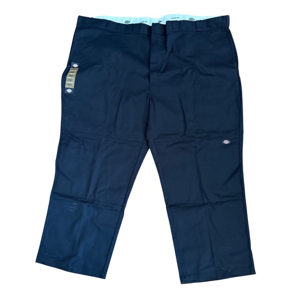 Dickies Work Pants Mens Loose Fit Black 56x30 Polyester Cotton Blend Double Knee